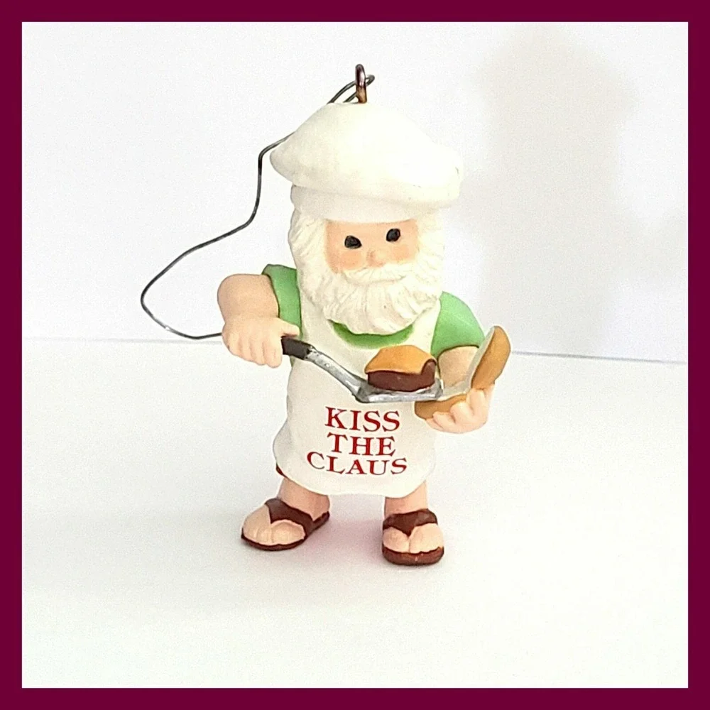 Hallmark 1988 Kiss The Claus Keepsake Christmas‎ Tree Ornament Barbeque santa